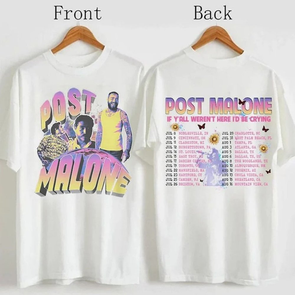 Post Malone T-Shirt Rapper Fan Tee Double Sides Tee Music Fan